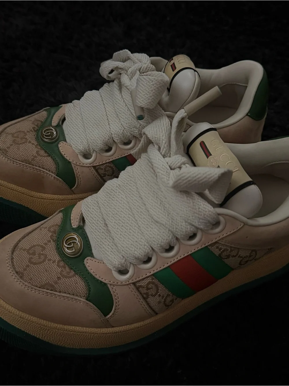 Gucci Beige, Green & Red GG Canvas Low-Top Sneakers
